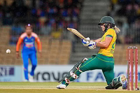Anneke Bosch plays a shot against India Women